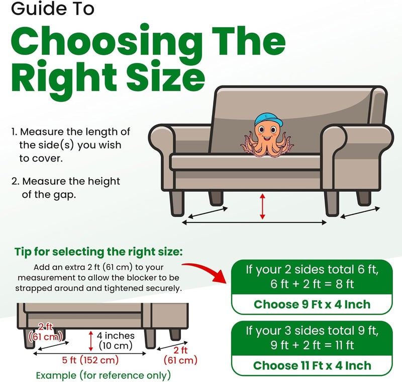 ECOHomes Under Couch Guards Toy Blocker - Elastic Strap Barrier for Under Sofa, Bed & Furniture Bottom Stop Things from Going Under | Easy to Install Gap Bumper Stopper for Toys (9 Ft by 5 Inch) - Image 3